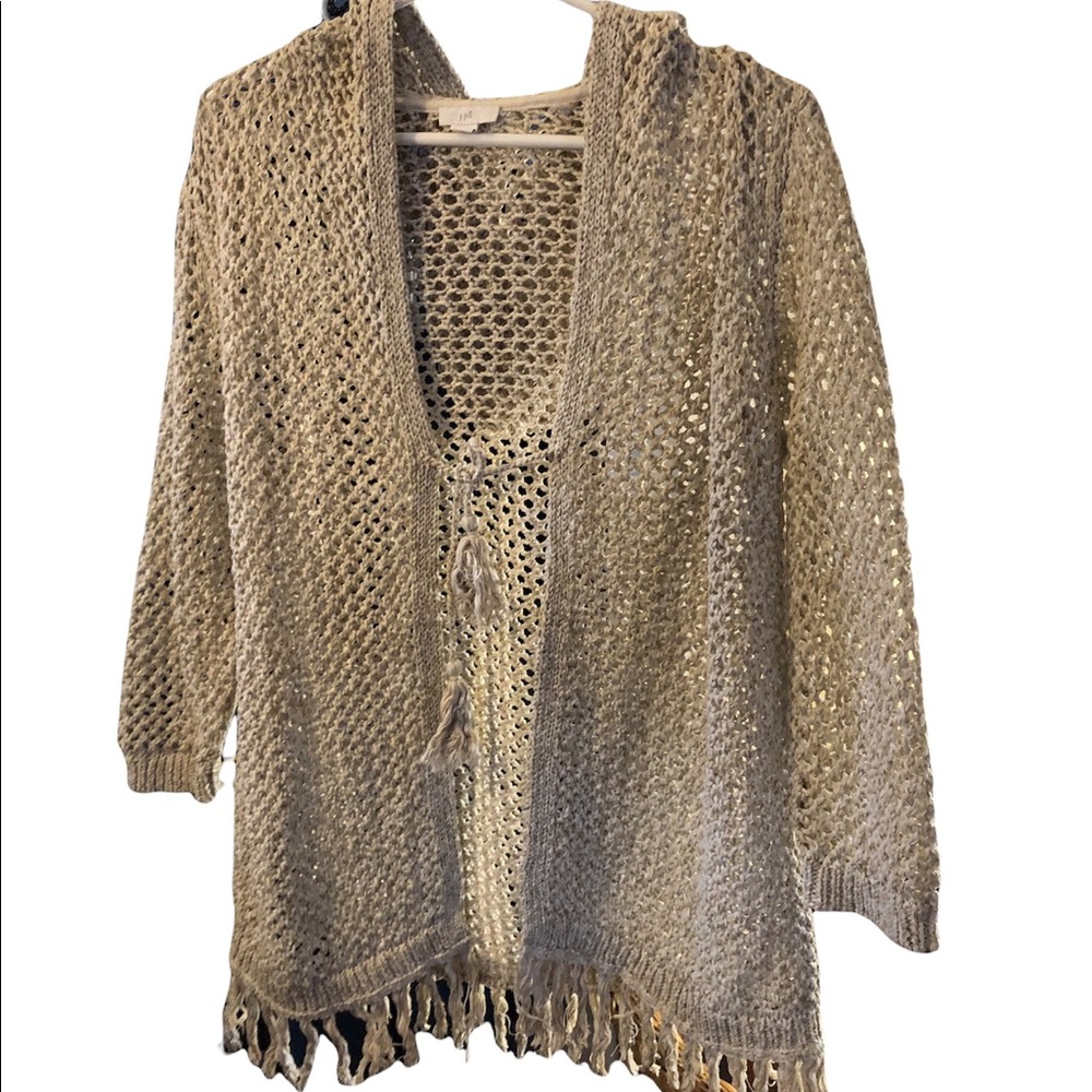 J. Jill open knit hooded sweater size Medium